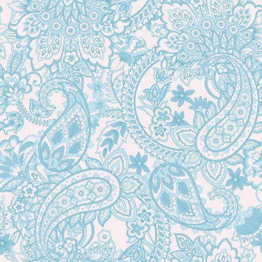 Paisley Çiçek Doğulu Etnik Düzen. Kusursuz Vektör Süslemesi. Şam kumaş desenleri.