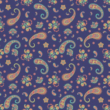 Paisley vektör kusursuz desen. Muhteşem çiçek, yapraklar. Batik tarzı resim. Eski arkaplan