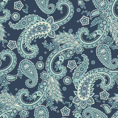 Paisley Süslü, pürüzsüz desen. kalamkari vektör kumaş arkaplanı
