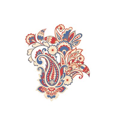 Damask Paisley Çiçek yalıtılmış vektör süsü