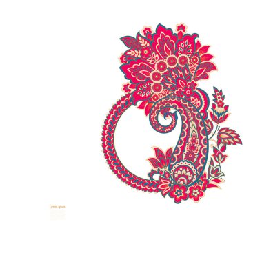 Paisley Vektör Deseni. Çiçekli Asya ResimleriName