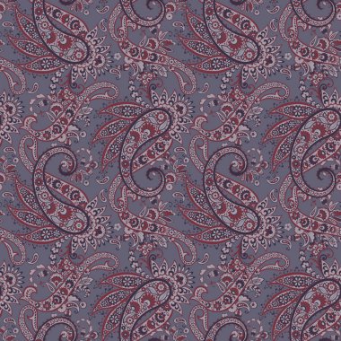 Çiçeksiz desenli desenli şal desenli süs. Asya tekstil biçiminde vektör illüstrasyonu 