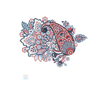 Damask desenli vektör çiçek süsü