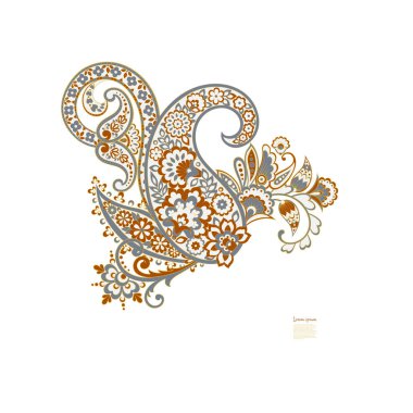 Damask Paisley Floral isolated vector ornament