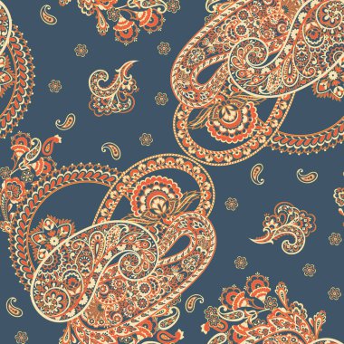 Hint batik tarzında kusursuz Paisley deseni. Çiçek vektör illüstrasyonu