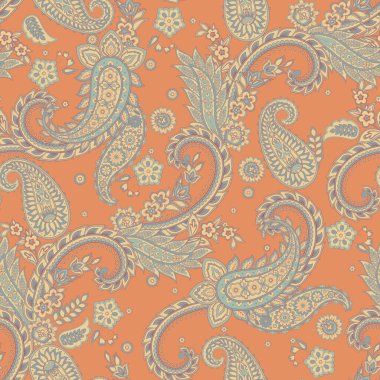 Paisley Süslü, pürüzsüz desen. kalamkari vektör kumaş arkaplanı