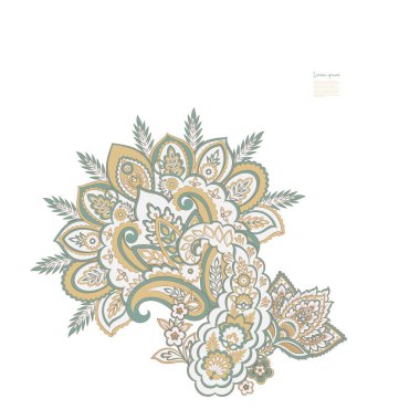 Paisley Çiçek Doğulu Etnik Düzen. Vektör Damask Süslemesi