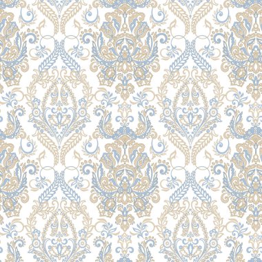 Vektör çiçek desenli parmak izi. Damask Kusursuz bağbozumu. Duvar kağıdı, kumaş, davetiye için kullanılabilir