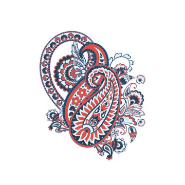 Paisley vektör izole desen. Damask biçimi Vintage illüstrasyonu