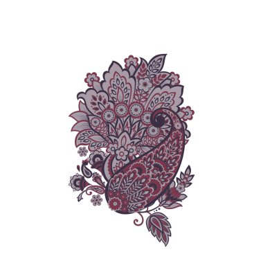 Damask desenli vektör çiçek süsü