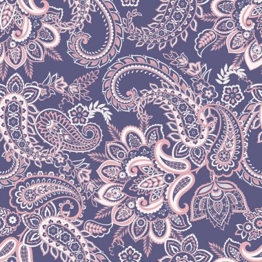 Geleneksel dikişsiz şal deseni. Hint çiçek süsü..