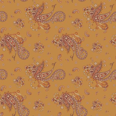 Paisley vektör seamless modeli. Fantastik çiçek yaprakları. Tekstil bohem Yazdır. Batik boyama. Vintage