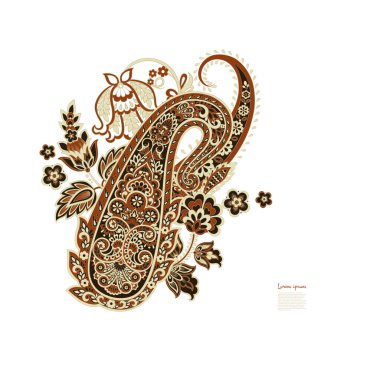 Damask Paisley Floral isolated vector ornament