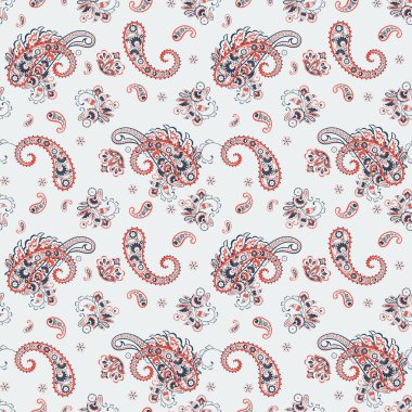 Paisley Çiçek Doğulu Etnik Düzen. Kusursuz Vektör Süslemesi. Hint kumaşlarının süsleme motifleri.