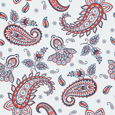 Paisley Süslü, pürüzsüz desen. kalamkari vektör kumaş arkaplanı