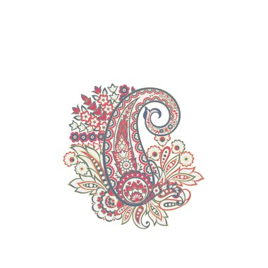 Damask Paisley Floral isolated vector ornament