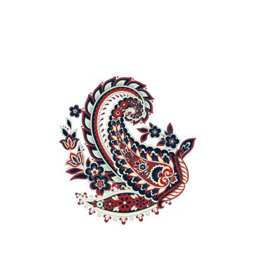 Paisley vektör izole desen. Damask biçimi Vintage illüstrasyonu