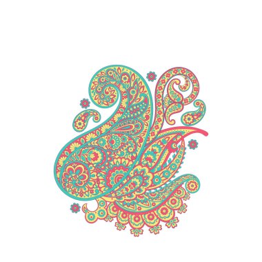 Paisley izole edilmiş. Tasarım için izole edilmiş desenli kart. Çiçek vektör deseni. Nakış işleme çiçek vektör deseni. 