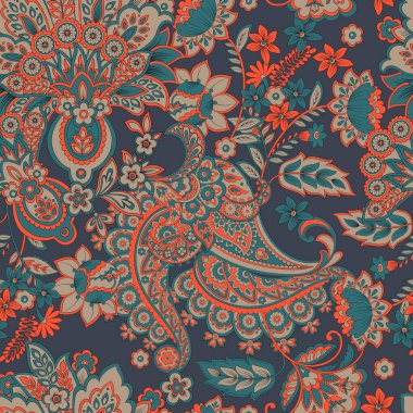 Batik süsü. Etnik Paisley Çiçeksiz desen.
