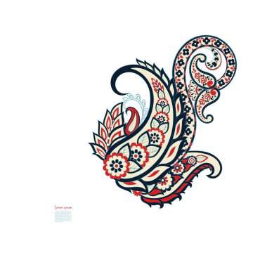 Paisley Vektör Deseni. Çiçekli Asya ResimleriName