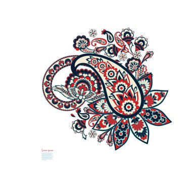 Paisley Vektör Deseni. Çiçekli Asya ResimleriName