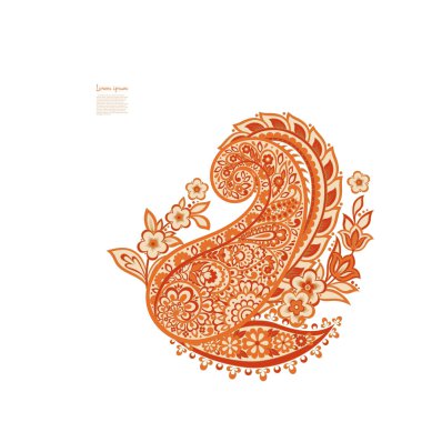 Damask desenli vektör çiçek süsü