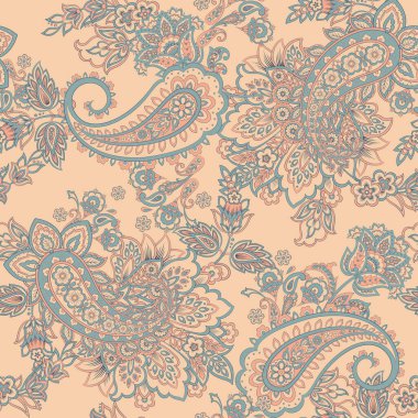 Şal desenli, desensiz bir süs. Çiçek dekoru süsleyin. Vektör illüstrasyonu