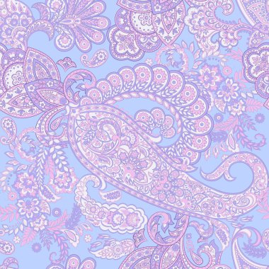 Paisley vektör kusursuz desen. Muhteşem çiçek, yapraklar. Batik tarzı resim. Eski arkaplan