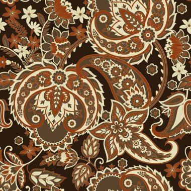 Paisley Süslü, pürüzsüz desen. kalamkari vektör kumaş arkaplanı
