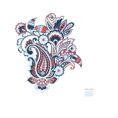 Damask Paisley Floral isolated vector ornament