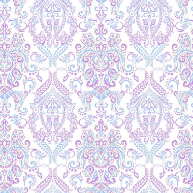 Vektör çiçek desenli parmak izi. Damask Kusursuz bağbozumu. Duvar kağıdı, kumaş, davetiye için kullanılabilir