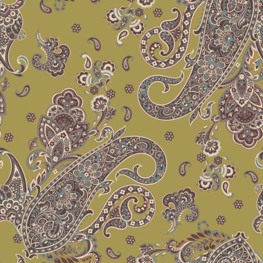 Paisley Süslü, pürüzsüz desen. kalamkari vektör kumaş arkaplanı