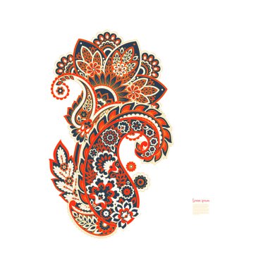 Paisley vektör izole desen. Damask biçimi Vintage illüstrasyonu