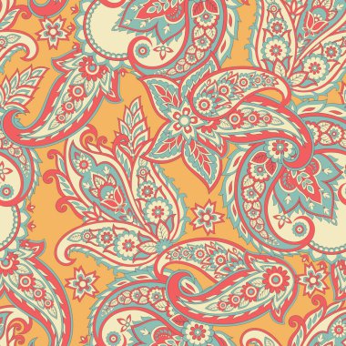 Şal desenli, desensiz bir süs. Çiçek dekoru süsleyin. Vektör illüstrasyonu