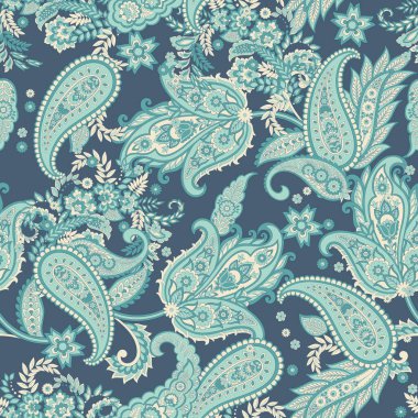 Paisley Vektör Deseni. Kusursuz Çiçeksiz Tekstil Arkaplanı