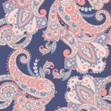 Paisley vektör kusursuz desen. Muhteşem çiçek, yapraklar. Batik tarzı resim. Eski arkaplan