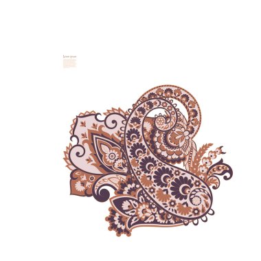 Paisley vektör izole desen. Batik stilinde klasik çiçek illüstrasyonu