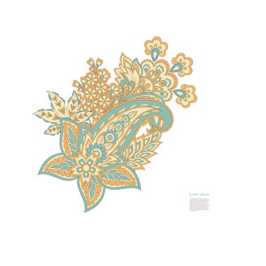 Paisley vektör izole desen. Batik stilinde klasik çiçek illüstrasyonu