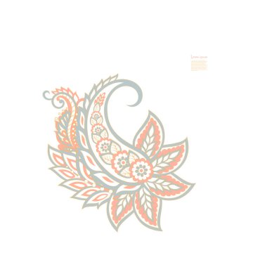 Paisley vektör izole desen. Damask biçimi Vintage illüstrasyonu