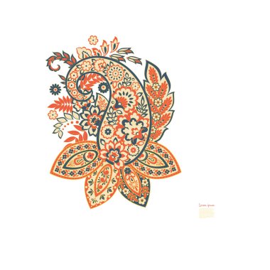 Paisley Vektör Deseni. Çiçekli Asya ResimleriName