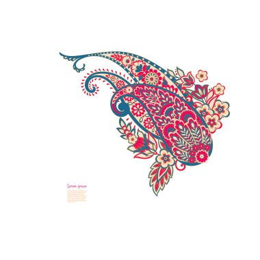 Damask Paisley Floral isolated vector ornament