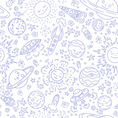 Vektör uzayı kusursuz desen. El çizimi çocuklar için arka plan