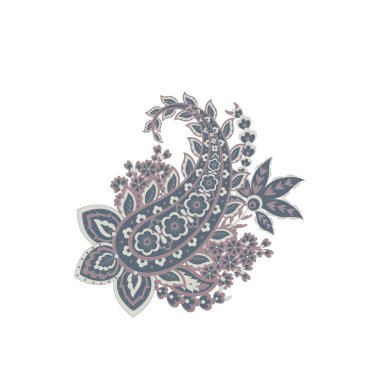 Paisley vektör izole desen. Batik stilinde klasik çiçek illüstrasyonu