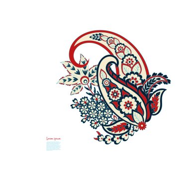 Paisley izole edilmiş. Tasarım için izole edilmiş desenli kart. Çiçek vektör deseni. Nakış işleme çiçek vektör deseni.