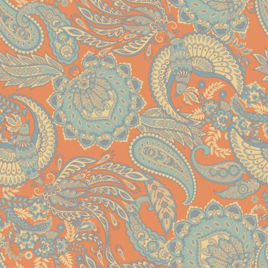 Paisley Çiçek Doğulu Etnik Düzen. Kusursuz Vektör Süslemesi. Şam kumaş desenleri.