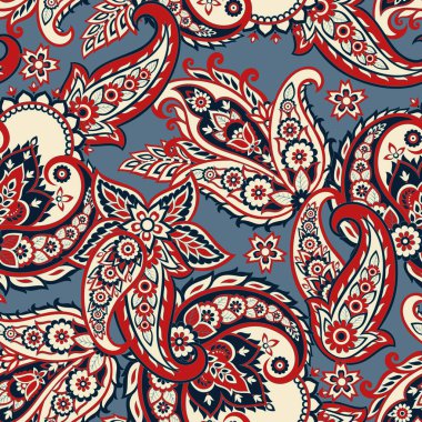 Şal desenli, desensiz bir süs. Çiçek dekoru süsleyin. Vektör illüstrasyonu