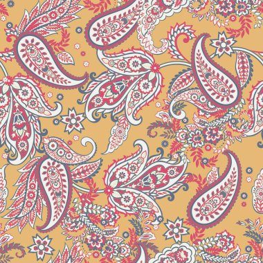 Paisley Vektör Deseni. Kusursuz Çiçeksiz Tekstil Arkaplanı