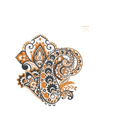 Paisley vektör izole desen. Batik stilinde klasik çiçek illüstrasyonu