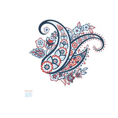 Damask Paisley Floral isolated vector ornament