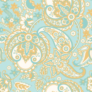 Paisley Süslü, pürüzsüz desen. kalamkari vektör kumaş arkaplanı